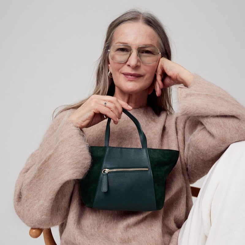 Micro bag in green leather