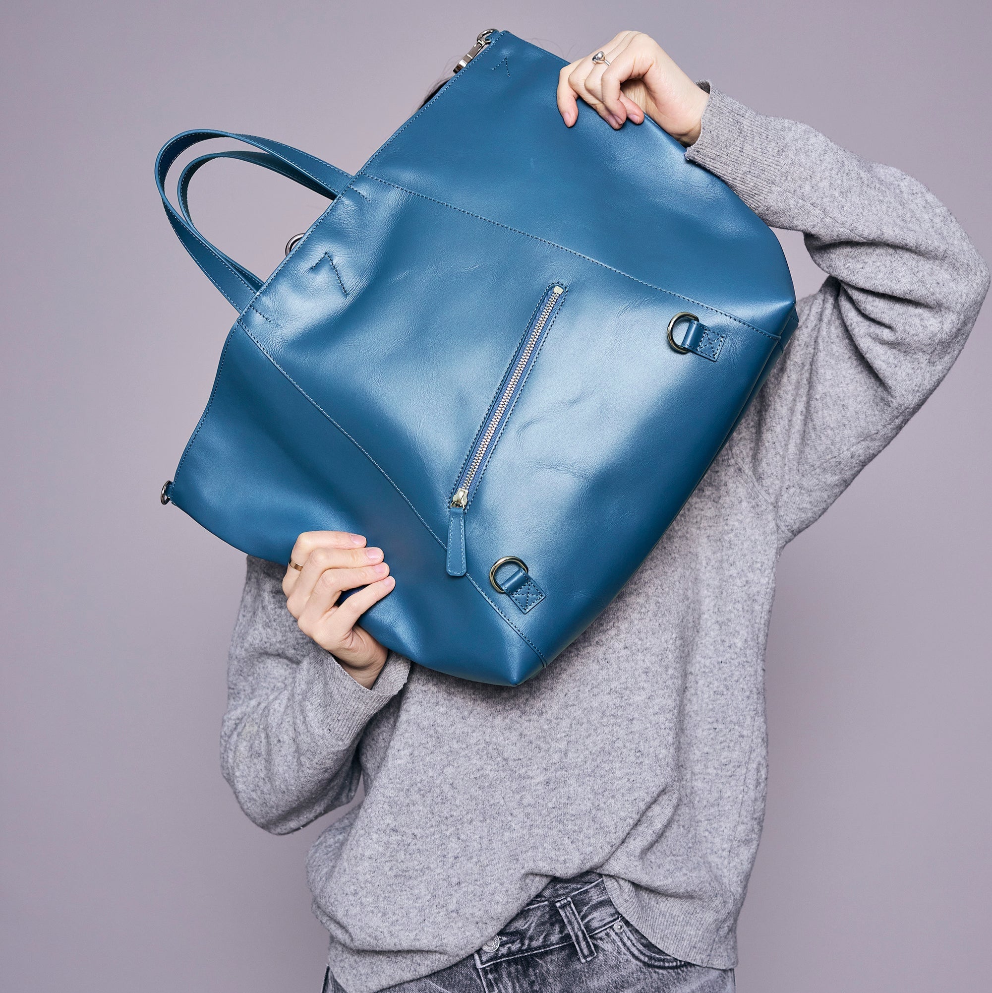 Blue Leather 3-in-1 Bag I Bukvy Bag