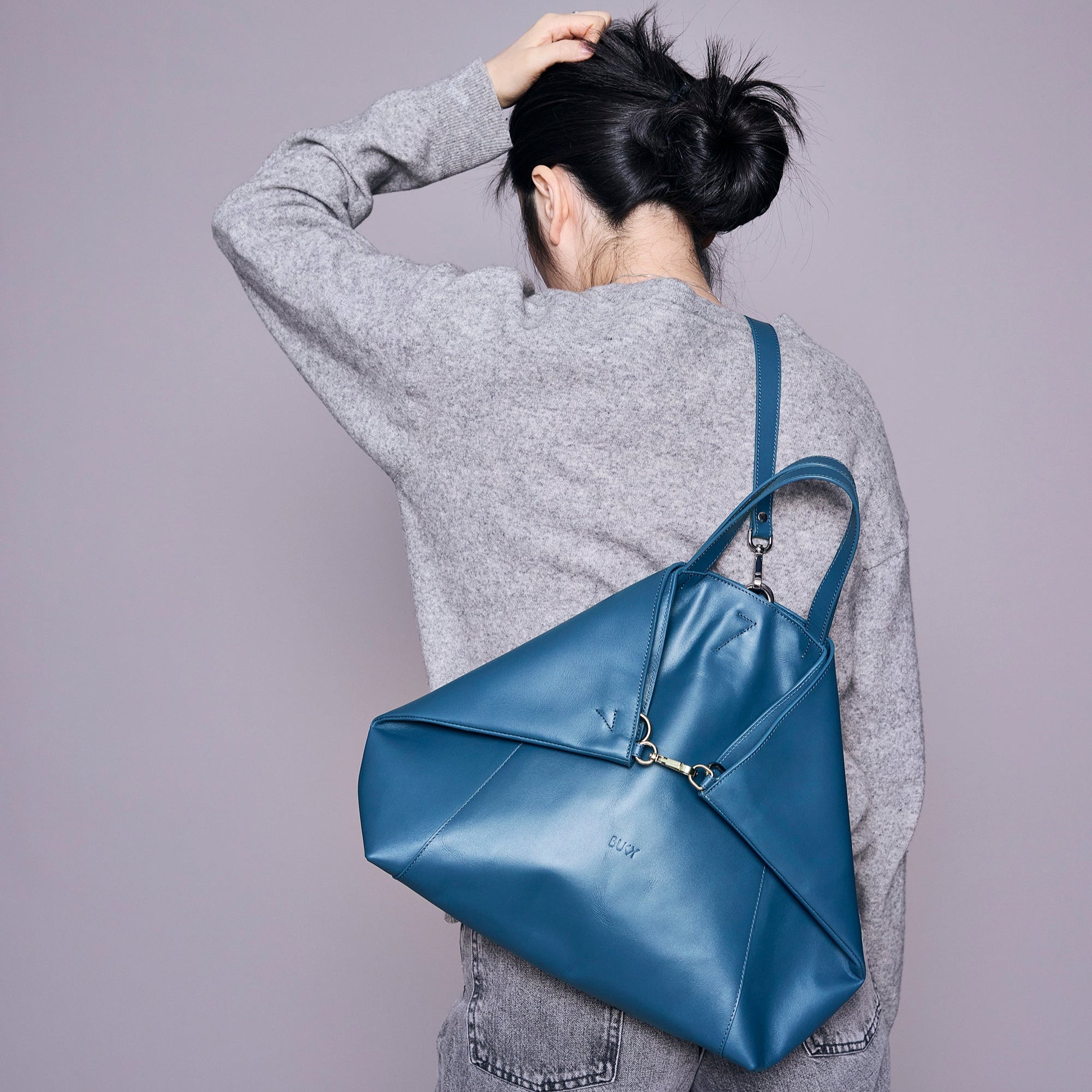 Blue leather bag I Bukvy Bag