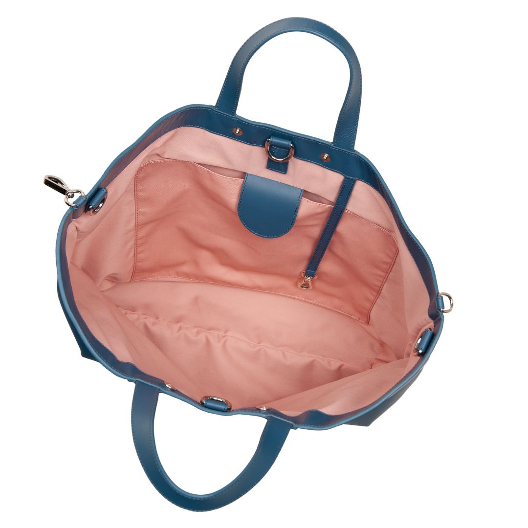 Blue bag with pink lining I Bukvy Bag