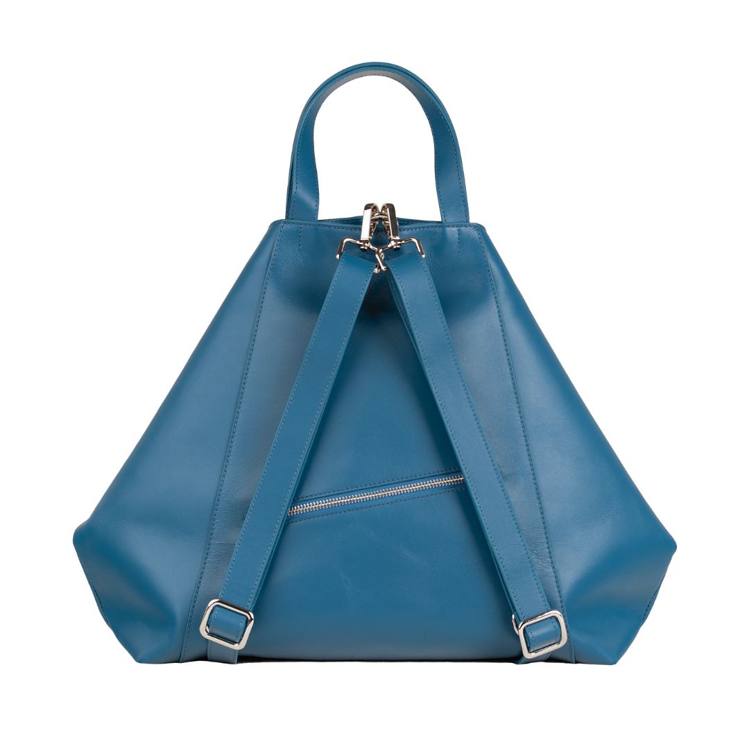 Women's Blue leather Backpack I Bukvy Bag