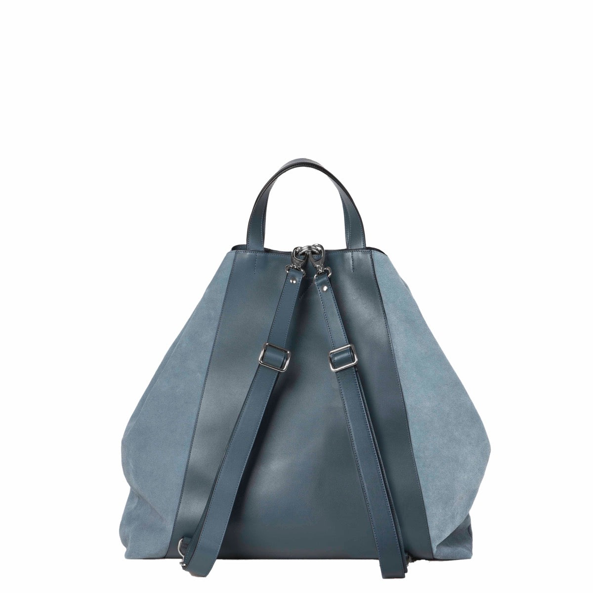 Women's leather maxi bag in blue leather. A backpack, handbag and shoulder bag all in one. The best professional work bag, multifunctional bags and accessories for women.