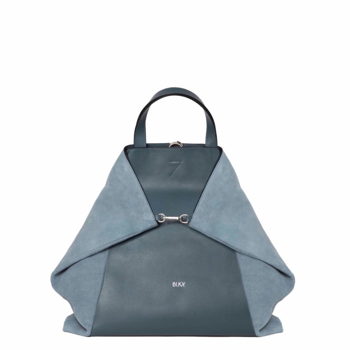 Women's leather maxi bag in blue leather. A backpack, handbag and shoulder bag all in one. The best professional work bag, multifunctional bags and accessories for women.