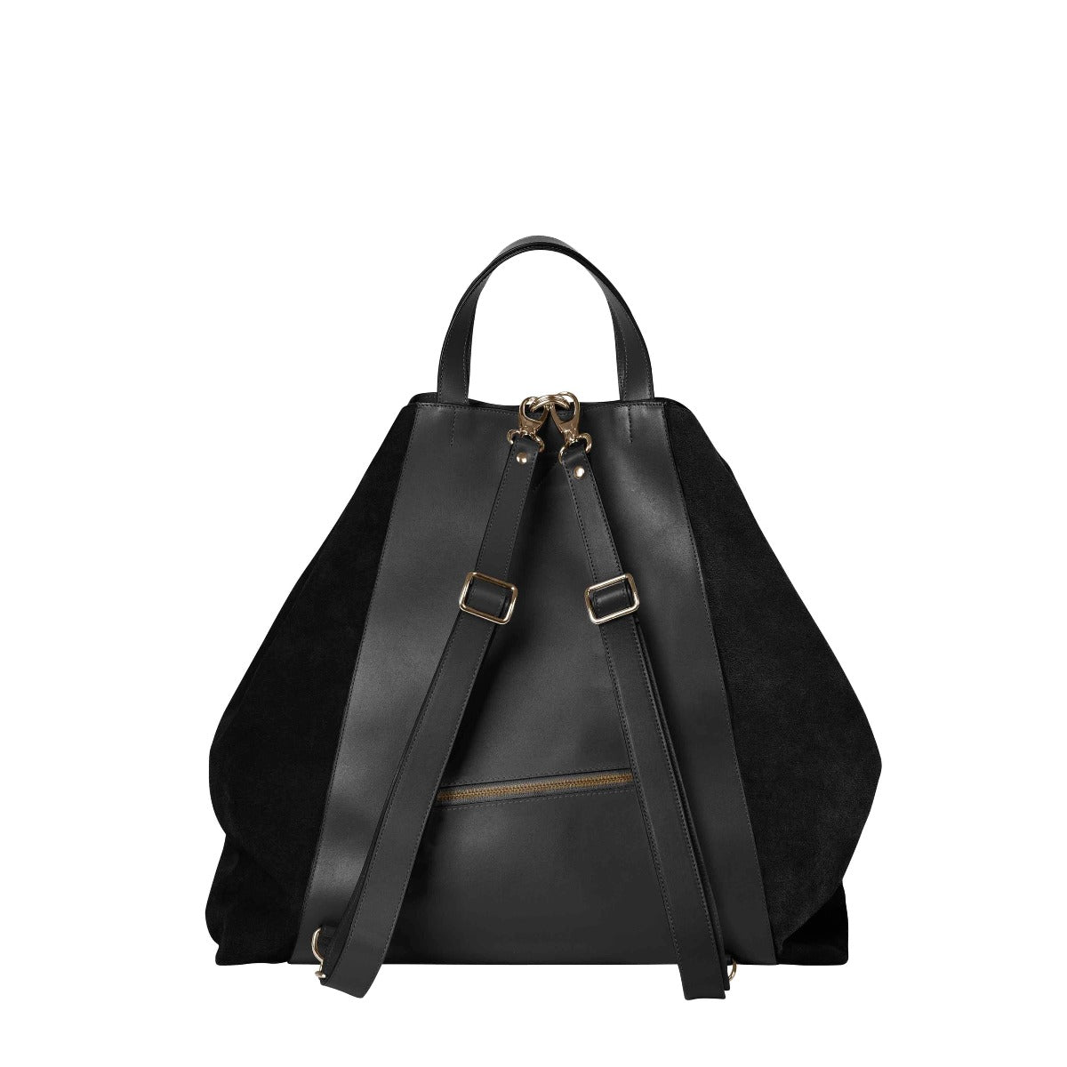 Women's leather maxi bag in black leather. A backpack, handbag and shoulder bag all in one. The best professional work bag, multifunctional bags and accessories for women.