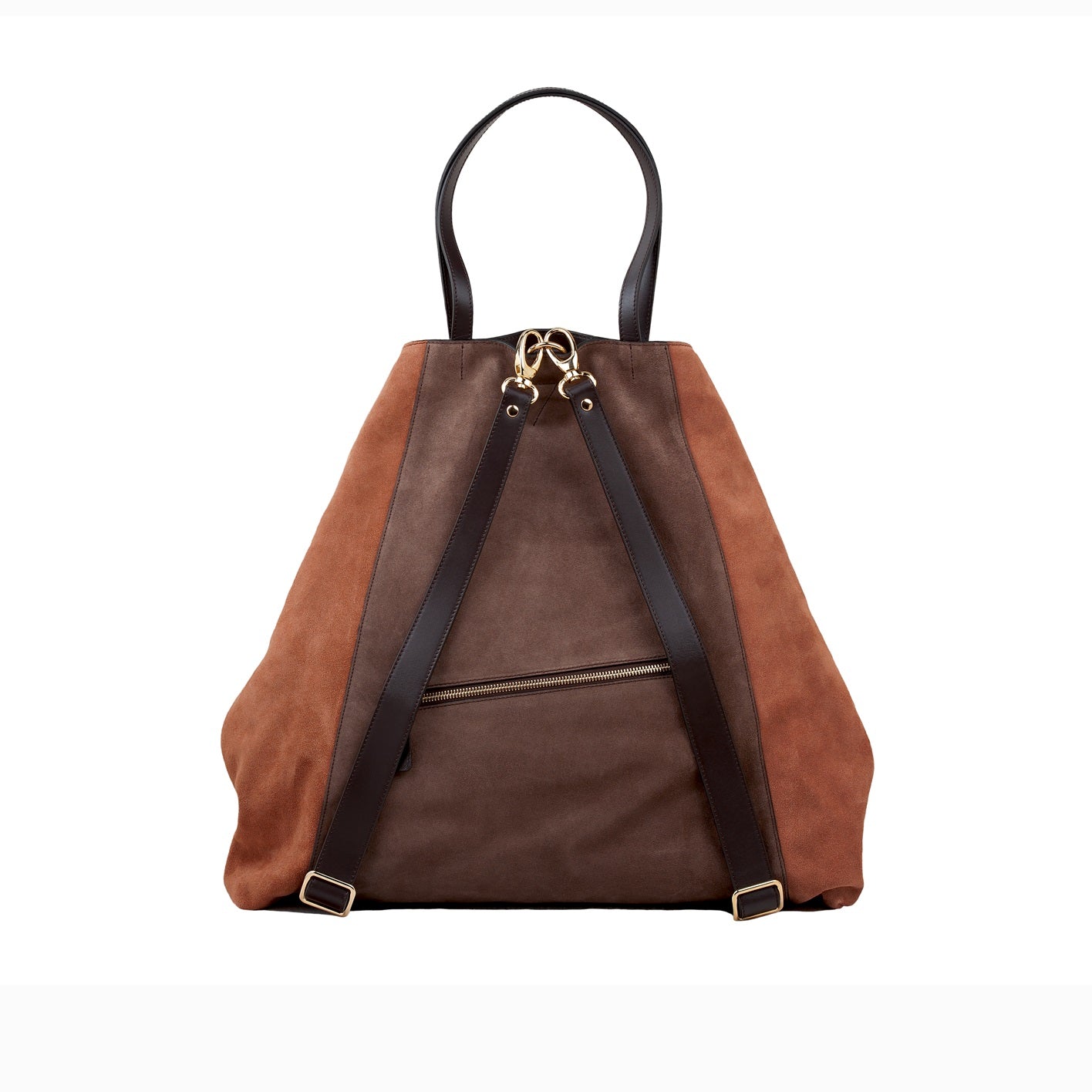 Maxi Curie in brown suede as backpack