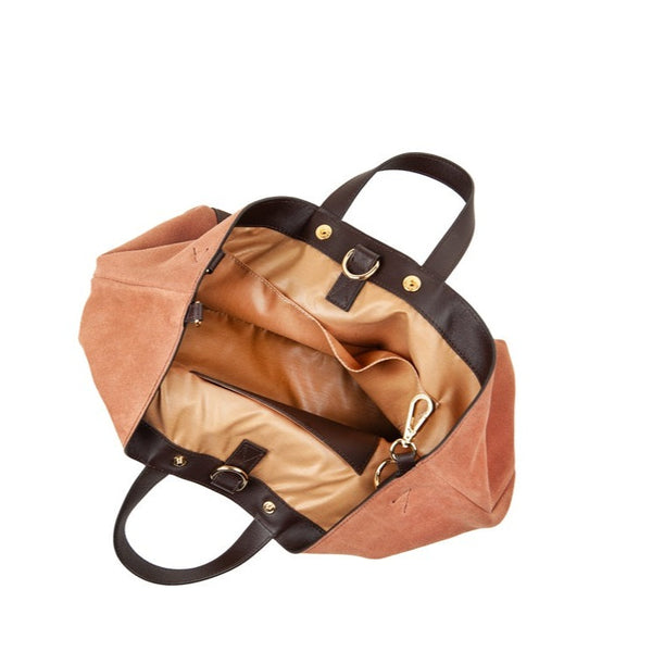 Brown suede handbag by Bukvy