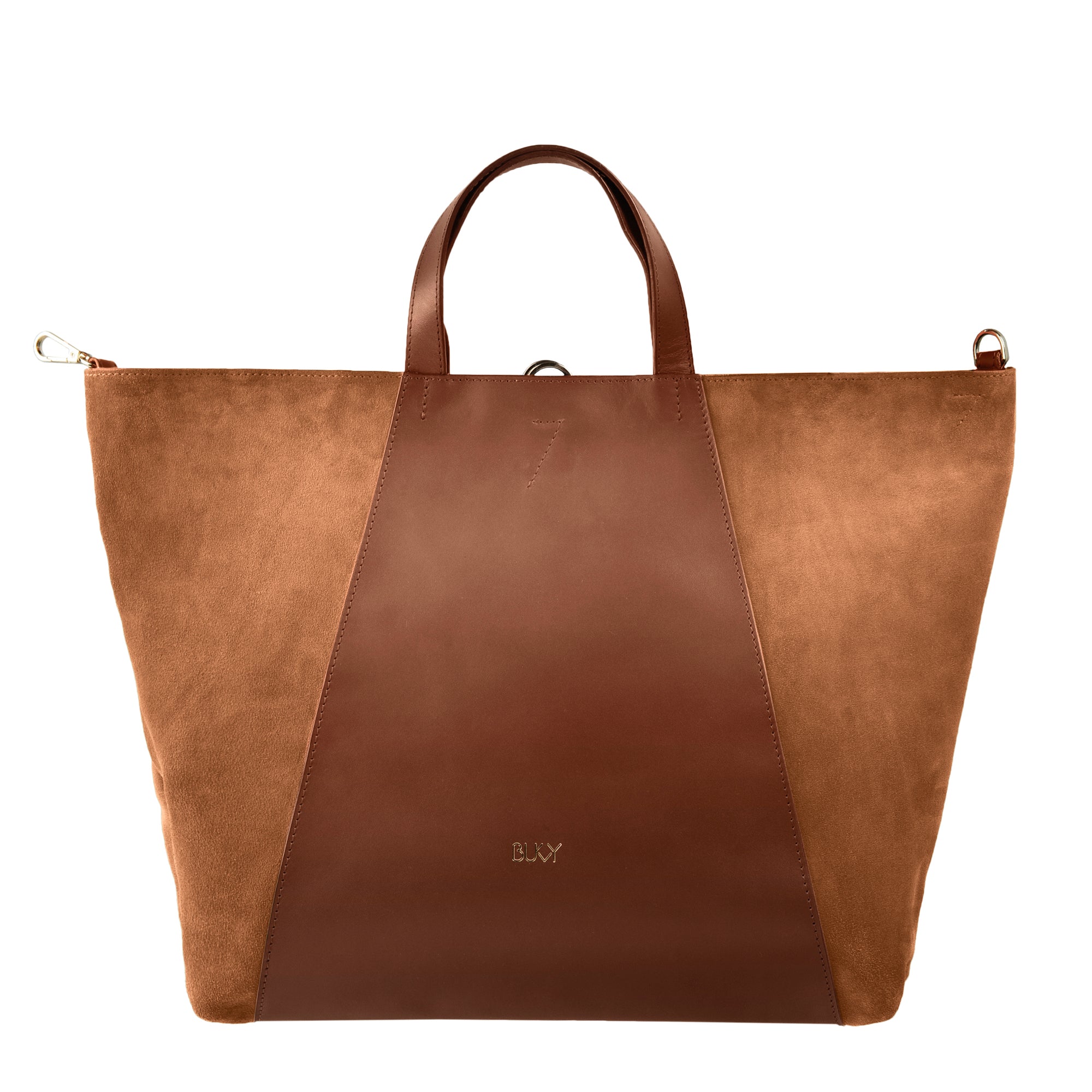 Brown leather handbag
