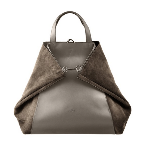 Perfect work bag in soft grey leather and suede 